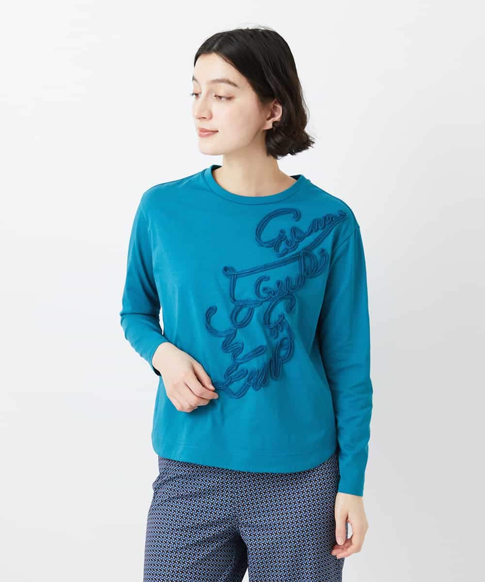 NHKGF35180 GIANNI LO GIUDICE(小さいサイズ)(メゾン ドゥ サンク) [日本製]サイロコンパクトハイゲージ天竺カットソー ブルーグリーン