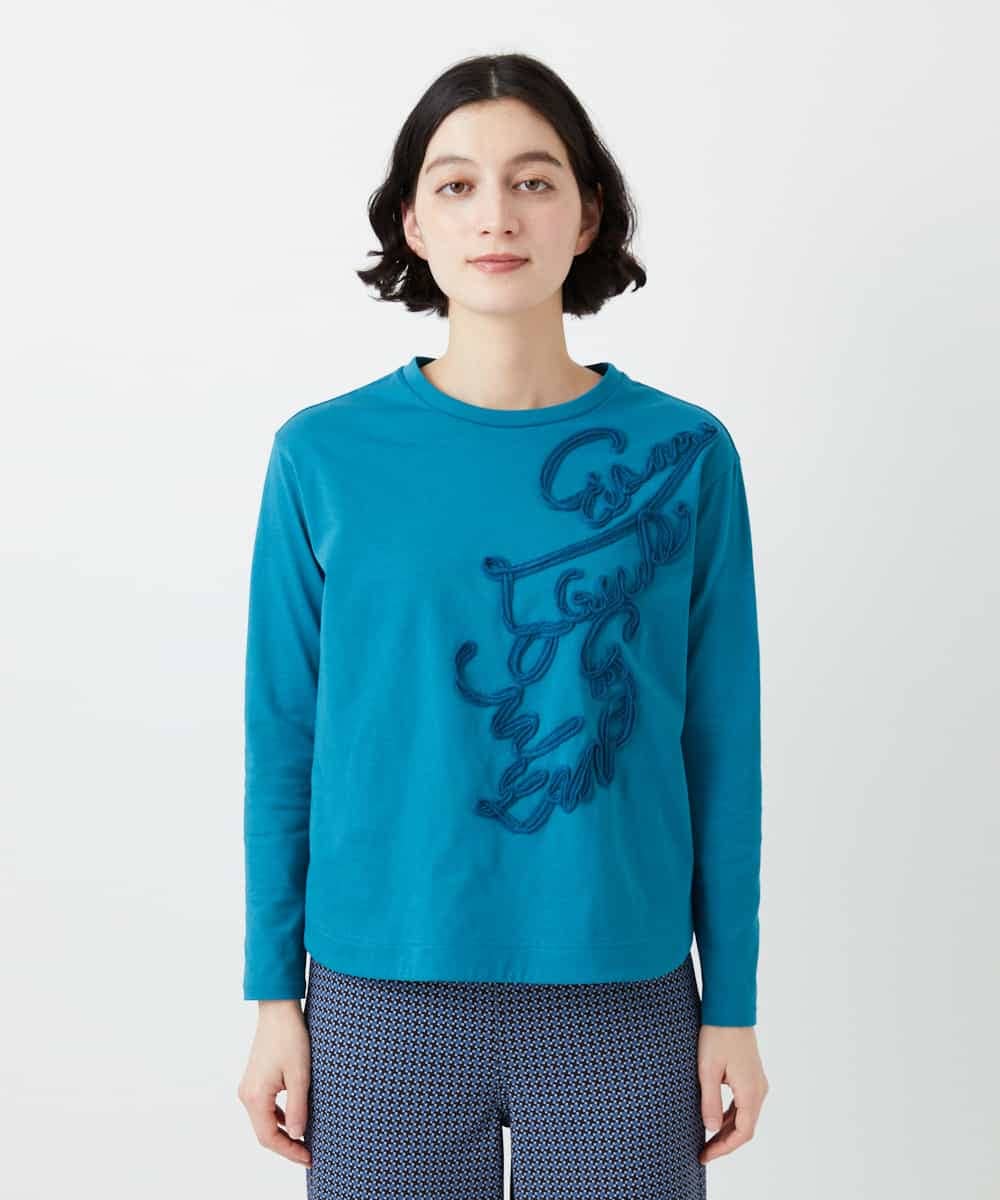 NHKGF35180 GIANNI LO GIUDICE(小さいサイズ)(メゾン ドゥ サンク) [日本製]サイロコンパクトハイゲージ天竺カットソー ブルーグリーン