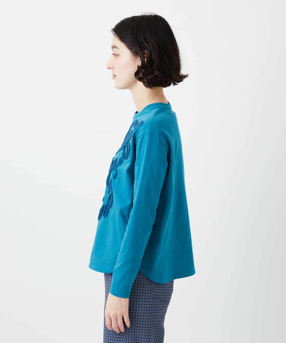 NHKGF35180 GIANNI LO GIUDICE(小さいサイズ)(メゾン ドゥ サンク) [日本製]サイロコンパクトハイゲージ天竺カットソー ブルーグリーン