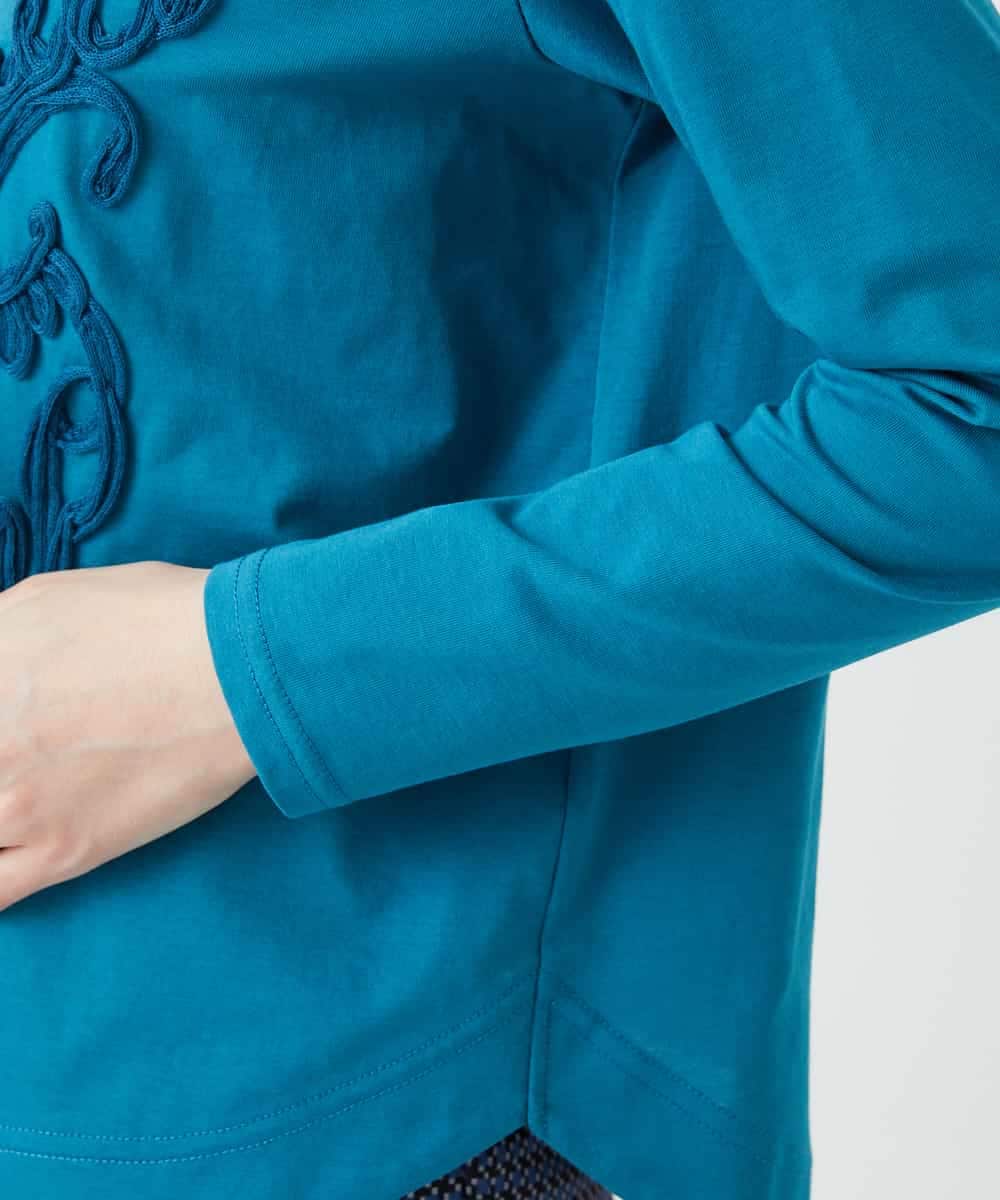 NHKGF35180 GIANNI LO GIUDICE(小さいサイズ)(メゾン ドゥ サンク) [日本製]サイロコンパクトハイゲージ天竺カットソー ブルーグリーン