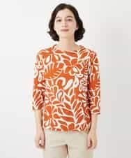 NHKGF49200 GIANNI LO GIUDICE(小さいサイズ)(メゾン ドゥ サンク) [日本製]ボタニカルフワラープリントカットソー オレンジ