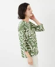 NHKGF49200 GIANNI LO GIUDICE(小さいサイズ)(メゾン ドゥ サンク) [日本製]ボタニカルフワラープリントカットソー グリーン