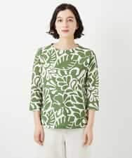 NHKGF49200 GIANNI LO GIUDICE(小さいサイズ)(メゾン ドゥ サンク) [日本製]ボタニカルフワラープリントカットソー グリーン