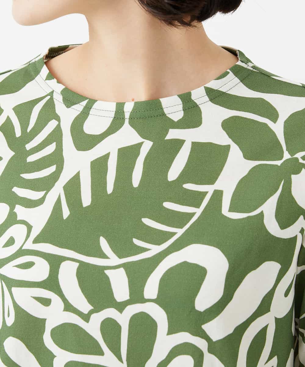 NHKGF49200 GIANNI LO GIUDICE(小さいサイズ)(メゾン ドゥ サンク) [日本製]ボタニカルフワラープリントカットソー グリーン