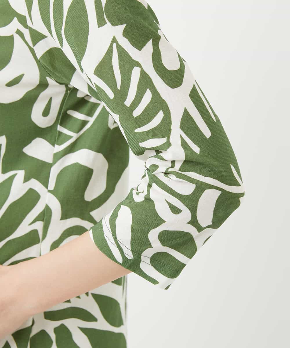 NHKGF49200 GIANNI LO GIUDICE(小さいサイズ)(メゾン ドゥ サンク) [日本製]ボタニカルフワラープリントカットソー グリーン