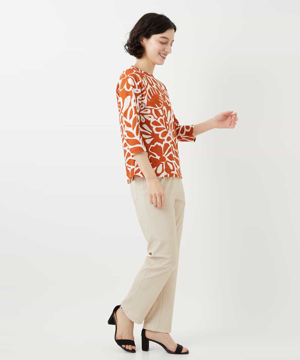 NHKGF49200 GIANNI LO GIUDICE(小さいサイズ)(メゾン ドゥ サンク) [日本製]ボタニカルフワラープリントカットソー グリーン