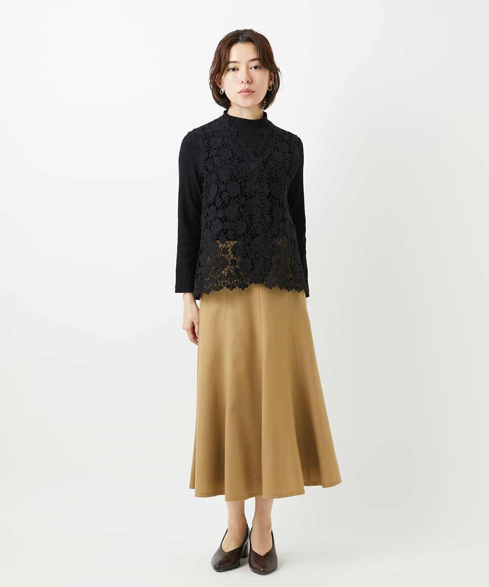 NHKGF80180 GIANNI LO GIUDICE(小さいサイズ)(メゾン ドゥ サンク) メッシュレースハイネックプルオーバー アイボリー