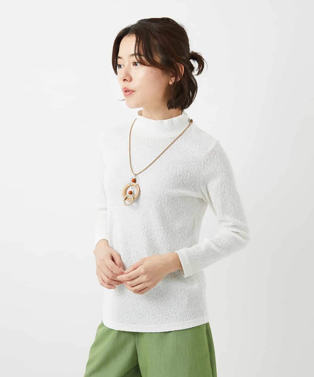 NHKGF80180 GIANNI LO GIUDICE(小さいサイズ)(メゾン ドゥ サンク) メッシュレースハイネックプルオーバー ホワイト