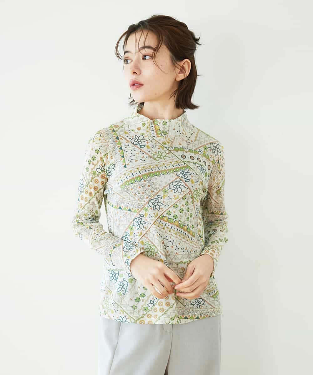 NHKGF85160 GIANNI LO GIUDICE(小さいサイズ)(メゾン ドゥ サンク) エスニック柄プリントハイネックプルオーバー アイボリー