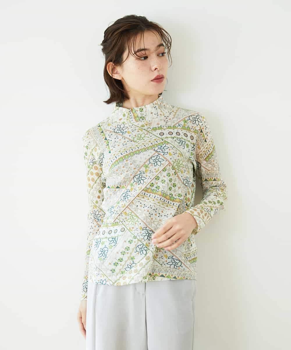 NHKGF85160 GIANNI LO GIUDICE(小さいサイズ)(メゾン ドゥ サンク) エスニック柄プリントハイネックプルオーバー アイボリー