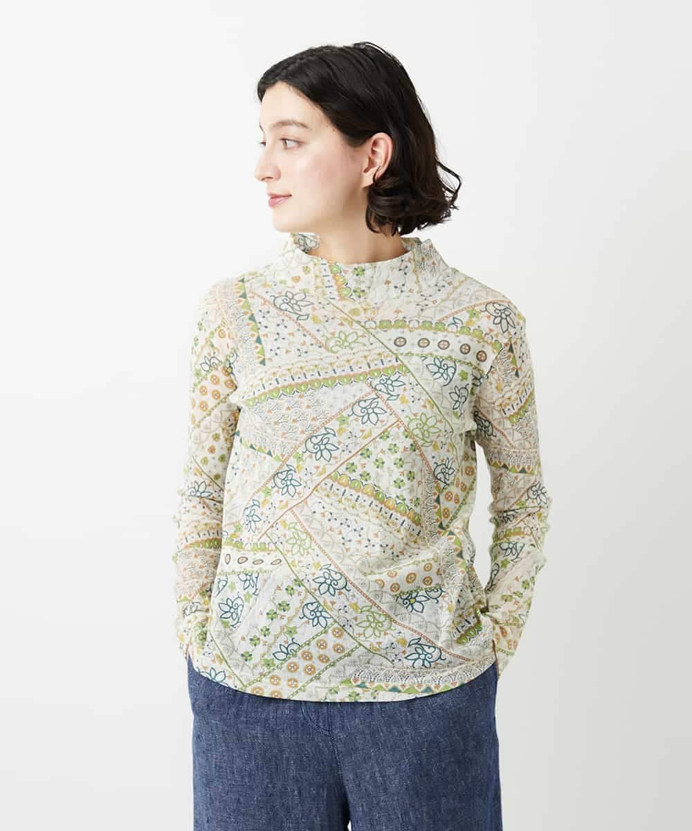 NHKGF85160 GIANNI LO GIUDICE(小さいサイズ)(メゾン ドゥ サンク) エスニック柄プリントハイネックプルオーバー アイボリー