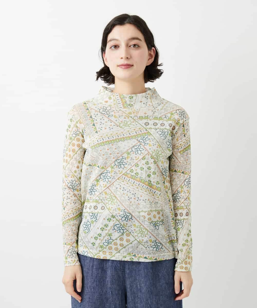 NHKGF85160 GIANNI LO GIUDICE(小さいサイズ)(メゾン ドゥ サンク) エスニック柄プリントハイネックプルオーバー アイボリー