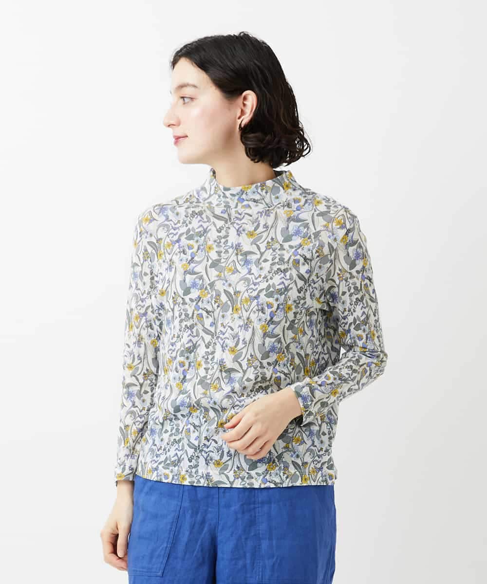 NHKGF86180 GIANNI LO GIUDICE(小さいサイズ)(メゾン ドゥ サンク) フラワーリーフプリントハイネックカットソー パープル系