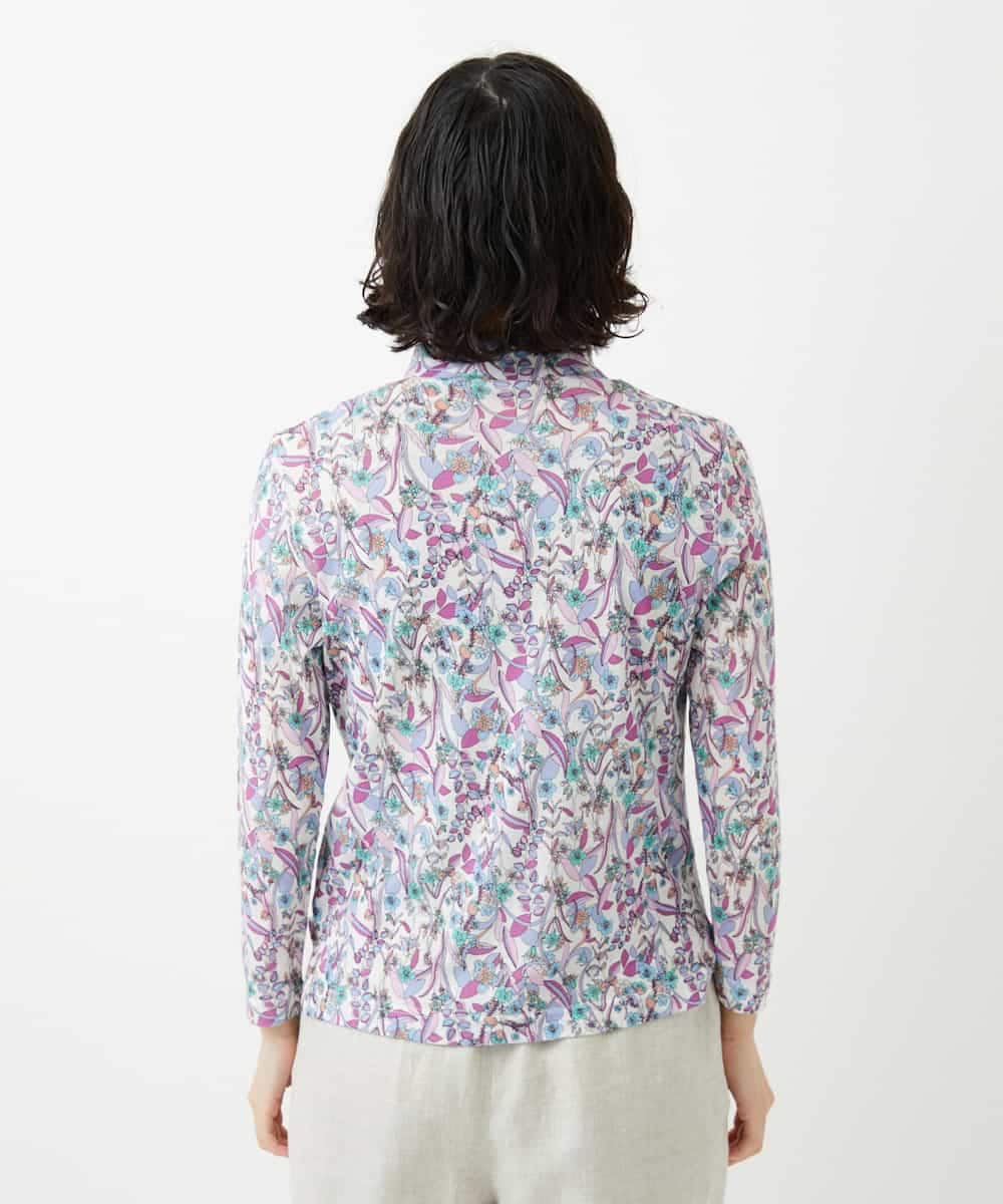 NHKGF86180 GIANNI LO GIUDICE(小さいサイズ)(メゾン ドゥ サンク) フラワーリーフプリントハイネックカットソー パープル系