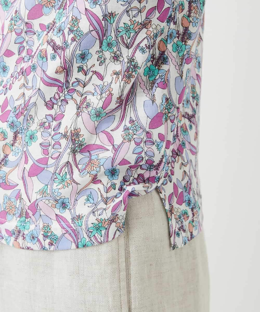 NHKGF86180 GIANNI LO GIUDICE(小さいサイズ)(メゾン ドゥ サンク) フラワーリーフプリントハイネックカットソー パープル系