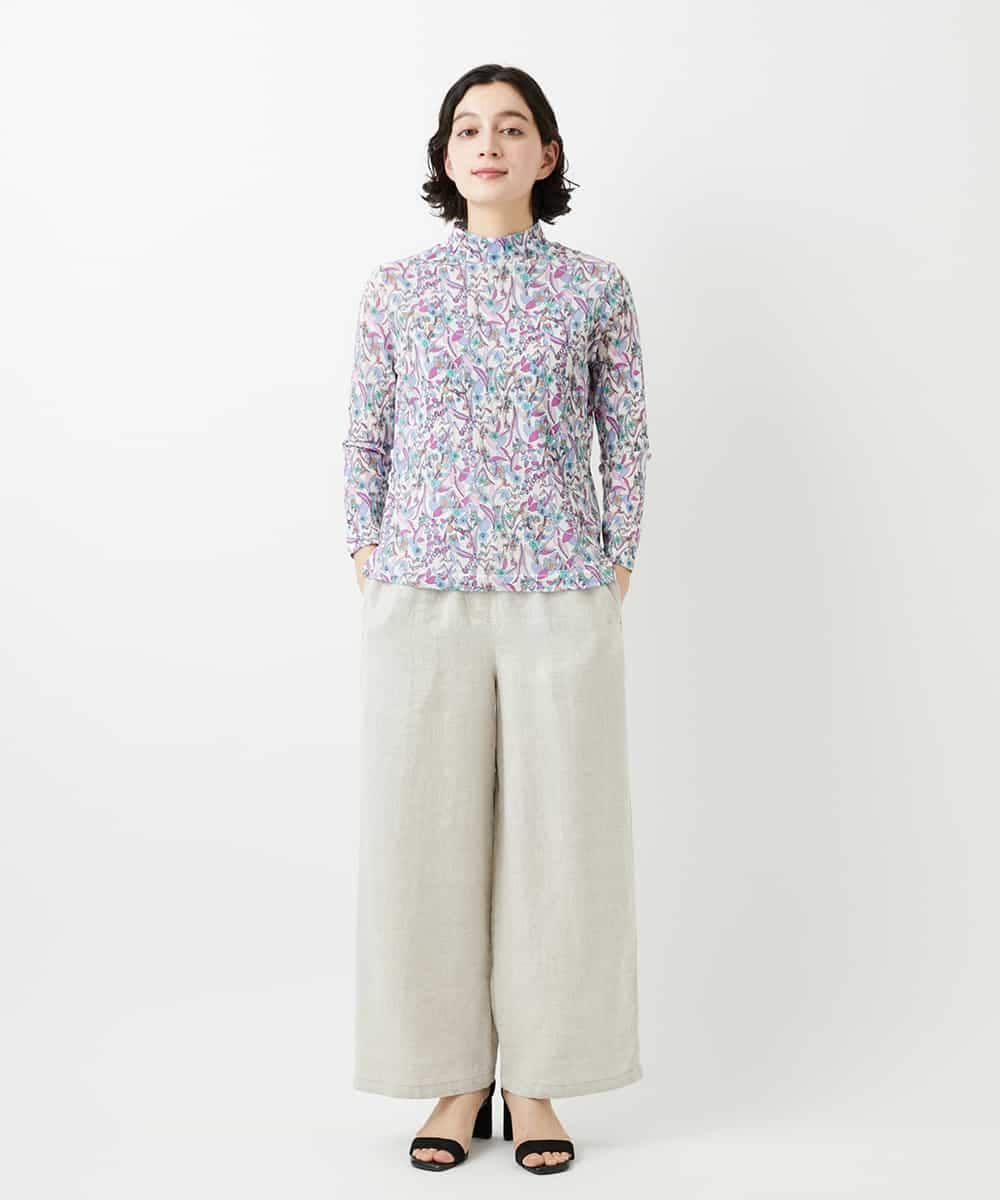 NHKGF86180 GIANNI LO GIUDICE(小さいサイズ)(メゾン ドゥ サンク) フラワーリーフプリントハイネックカットソー パープル系