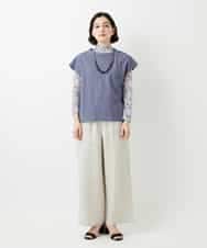 NHKGF86180 GIANNI LO GIUDICE(小さいサイズ)(メゾン ドゥ サンク) フラワーリーフプリントハイネックカットソー パープル系