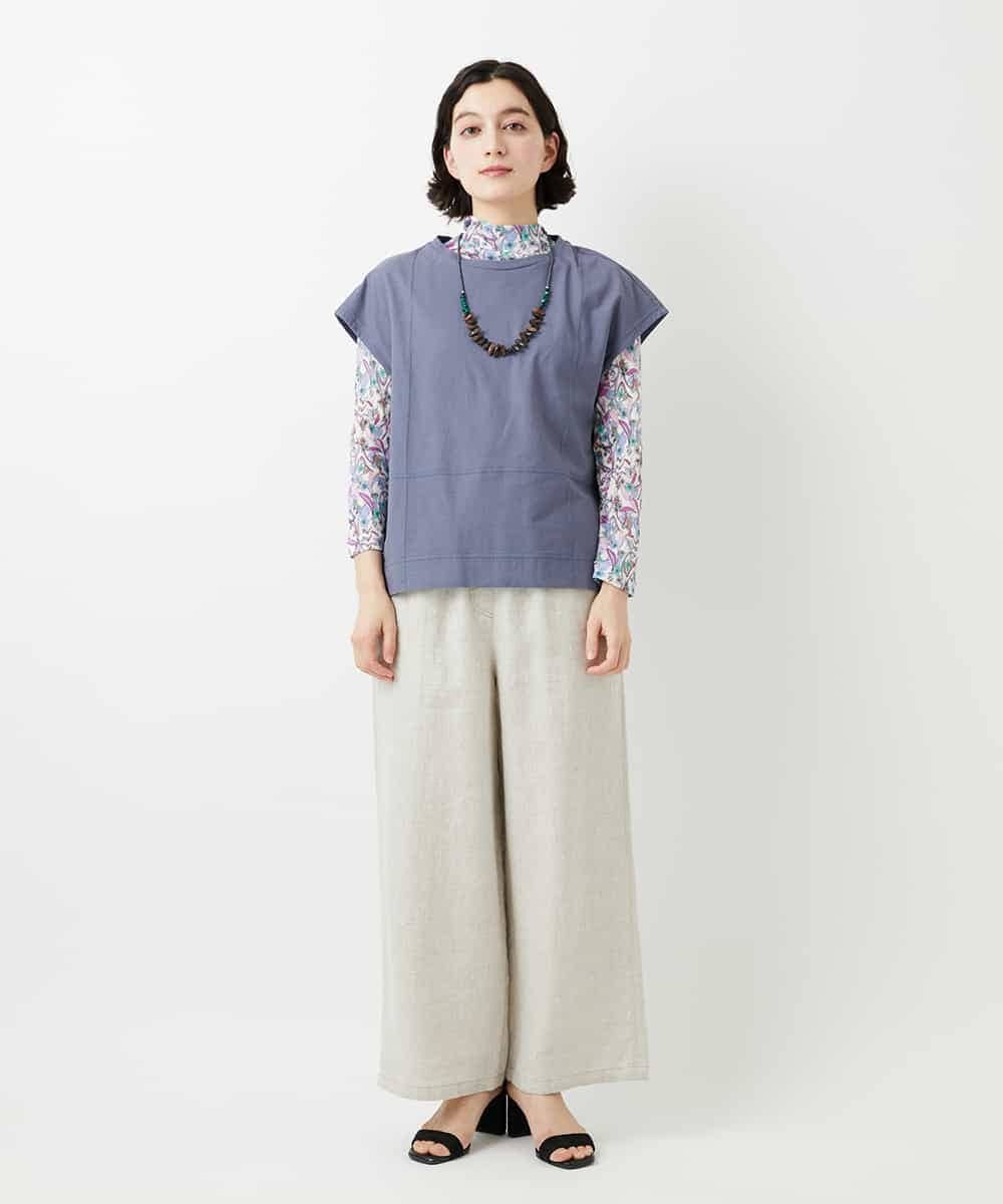 NHKGF86180 GIANNI LO GIUDICE(小さいサイズ)(メゾン ドゥ サンク) フラワーリーフプリントハイネックカットソー パープル系