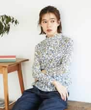 NHKGF86180 GIANNI LO GIUDICE(小さいサイズ)(メゾン ドゥ サンク) フラワーリーフプリントハイネックカットソー グレー系