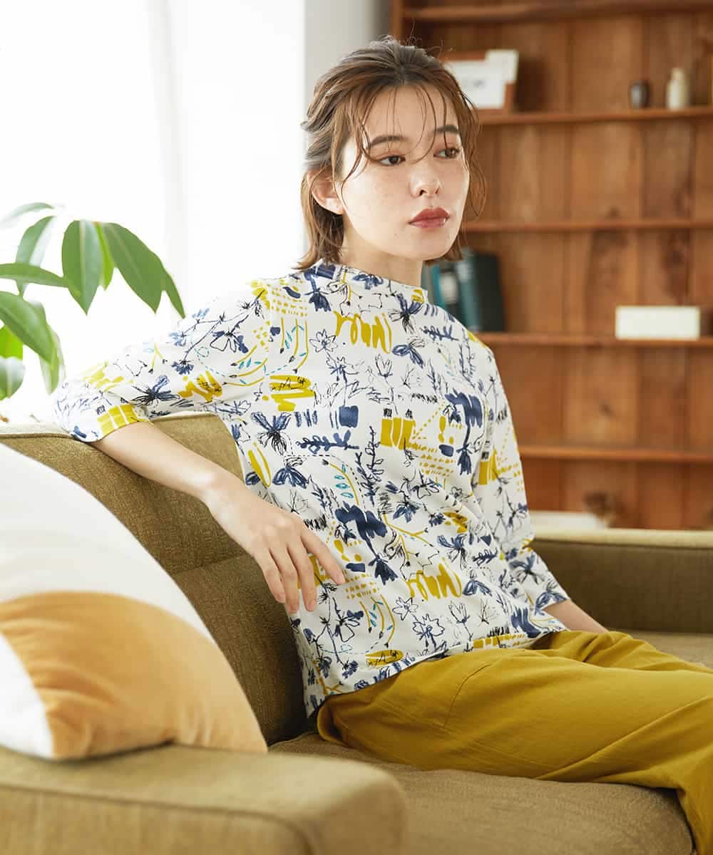 NHKGF87150 GIANNI LO GIUDICE(小さいサイズ)(メゾン ドゥ サンク) アート柄プリントプルオーバー ベージュ系