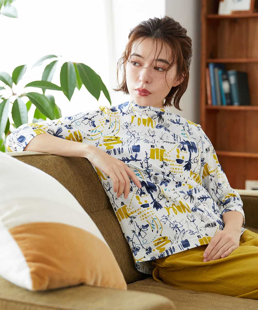 NHKGF87150 GIANNI LO GIUDICE(小さいサイズ)(メゾン ドゥ サンク) アート柄プリントプルオーバー ベージュ系