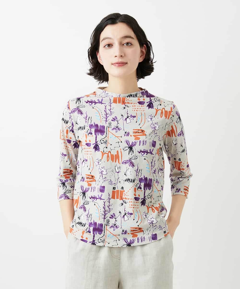 NHKGF87150 GIANNI LO GIUDICE(小さいサイズ)(メゾン ドゥ サンク) アート柄プリントプルオーバー ベージュ系