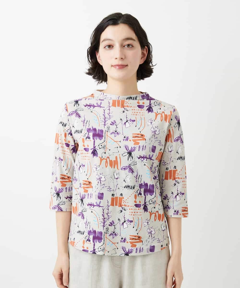 NHKGF87150 GIANNI LO GIUDICE(小さいサイズ)(メゾン ドゥ サンク) アート柄プリントプルオーバー ベージュ系