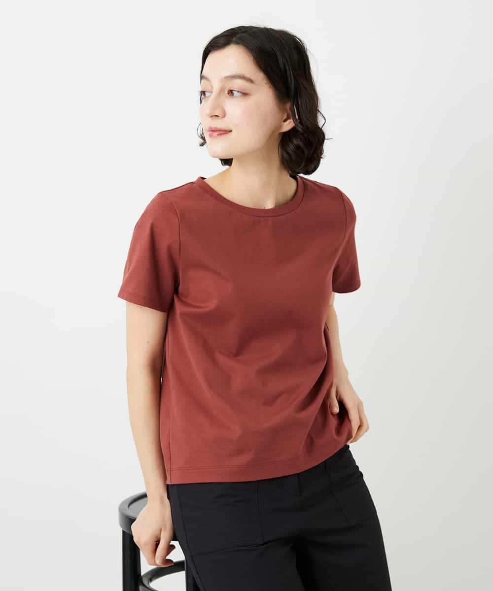 NHKGF94100 GIANNI LO GIUDICE(小さいサイズ)(メゾン ドゥ サンク) コットンロゴ刺繍Tシャツ レッドブラウン