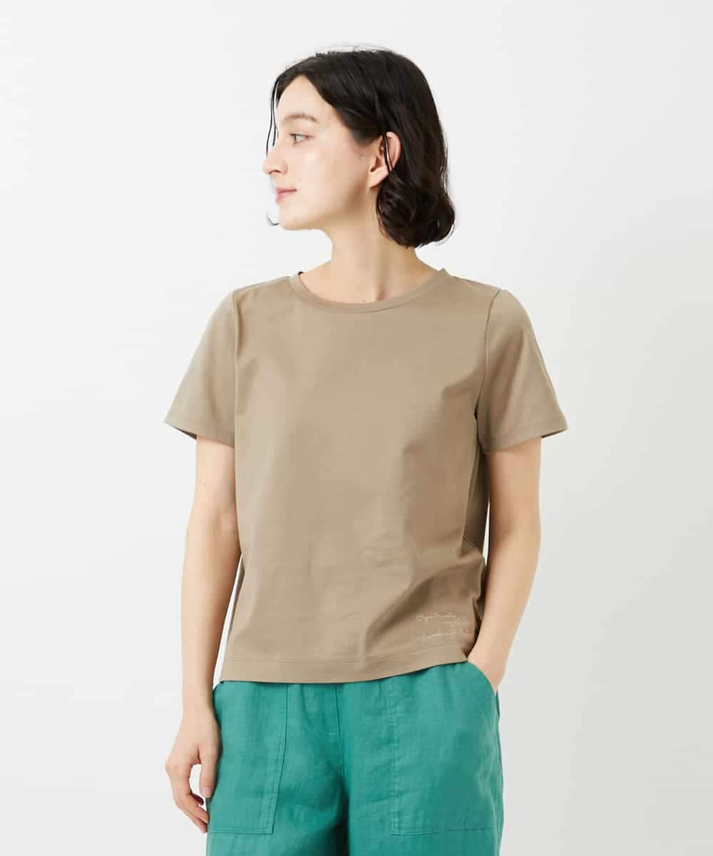 NHKGF94100 GIANNI LO GIUDICE(小さいサイズ)(メゾン ドゥ サンク) コットンロゴ刺繍Tシャツ グレージュ