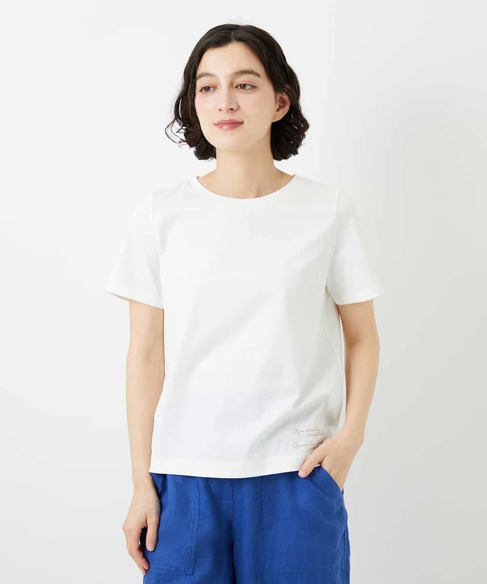 NHKGF94100 GIANNI LO GIUDICE(小さいサイズ)(メゾン ドゥ サンク) コットンロゴ刺繍Tシャツ ホワイト