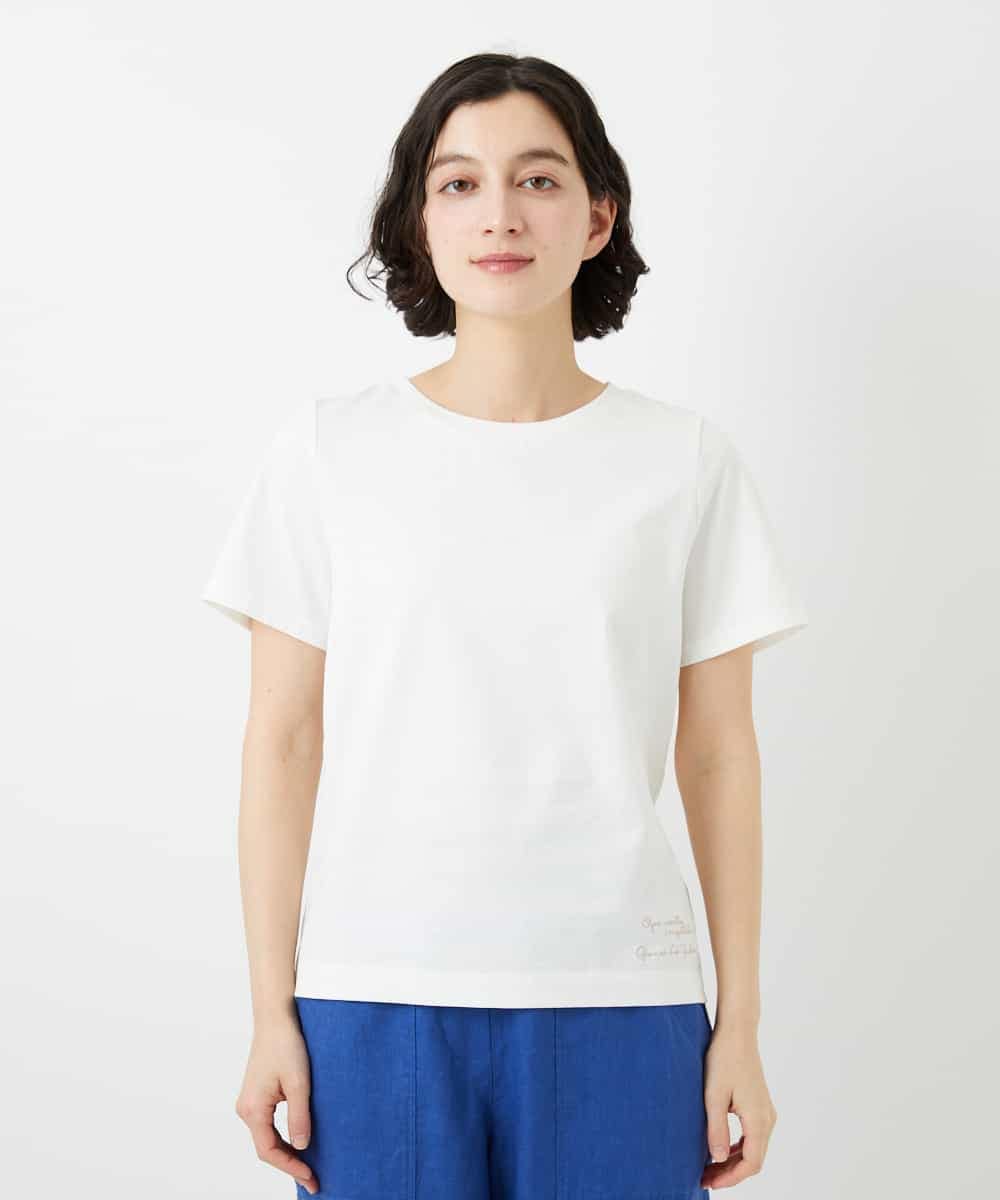 NHKGF94100 GIANNI LO GIUDICE(小さいサイズ)(メゾン ドゥ サンク) コットンロゴ刺繍Tシャツ ホワイト