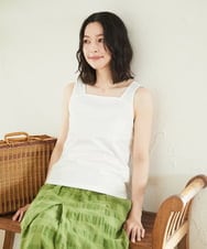 NHKGF95070 GIANNI LO GIUDICE(小さいサイズ)(メゾン ドゥ サンク) コットンスクエアネックタンクトップ グレージュ