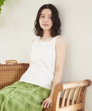 NHKGF95070 GIANNI LO GIUDICE(小さいサイズ)(メゾン ドゥ サンク) コットンスクエアネックタンクトップ ホワイト