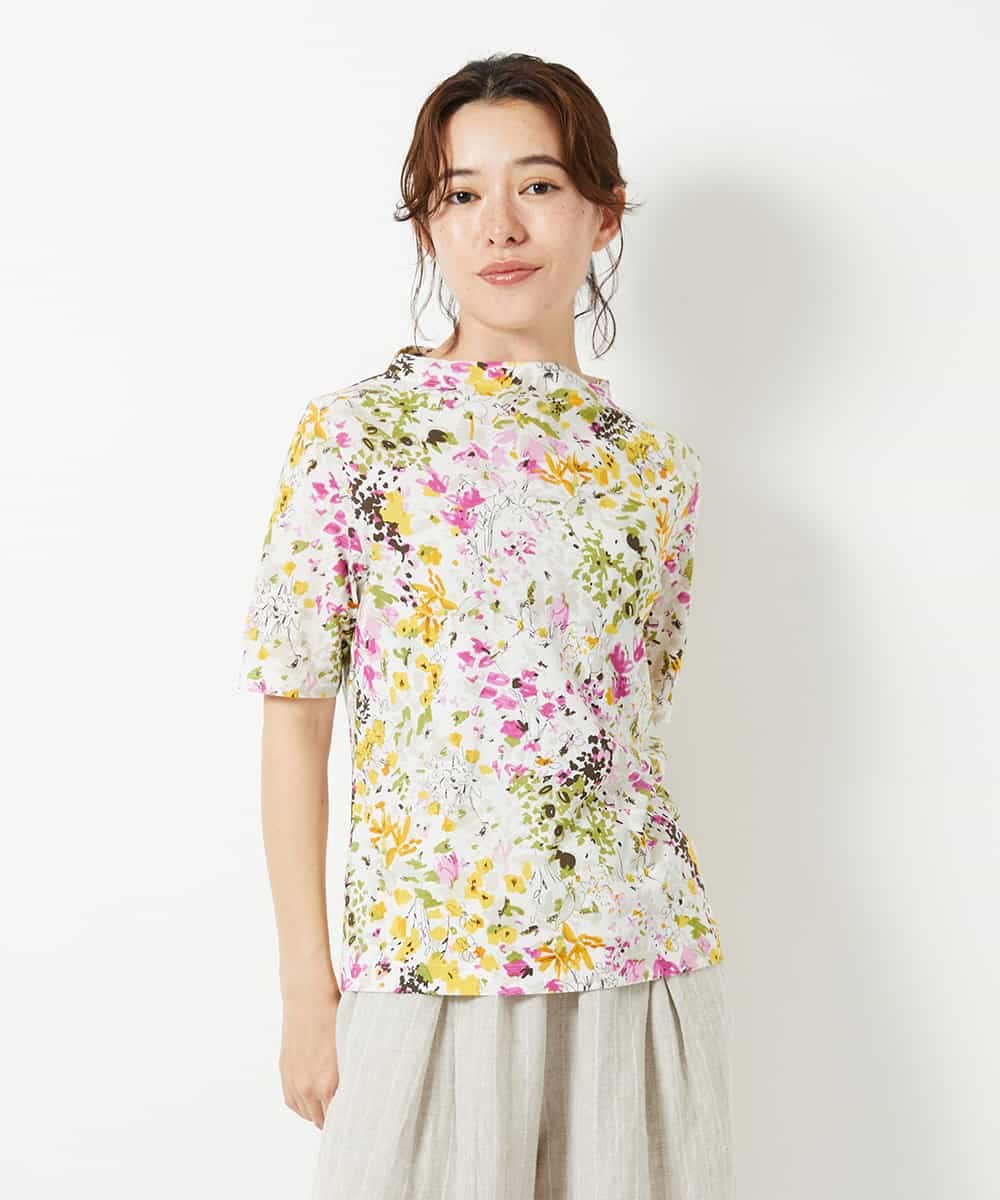 NHKGF96150 GIANNI LO GIUDICE(小さいサイズ)(メゾン ドゥ サンク) 水彩フラワープリントTシャツ ピンク