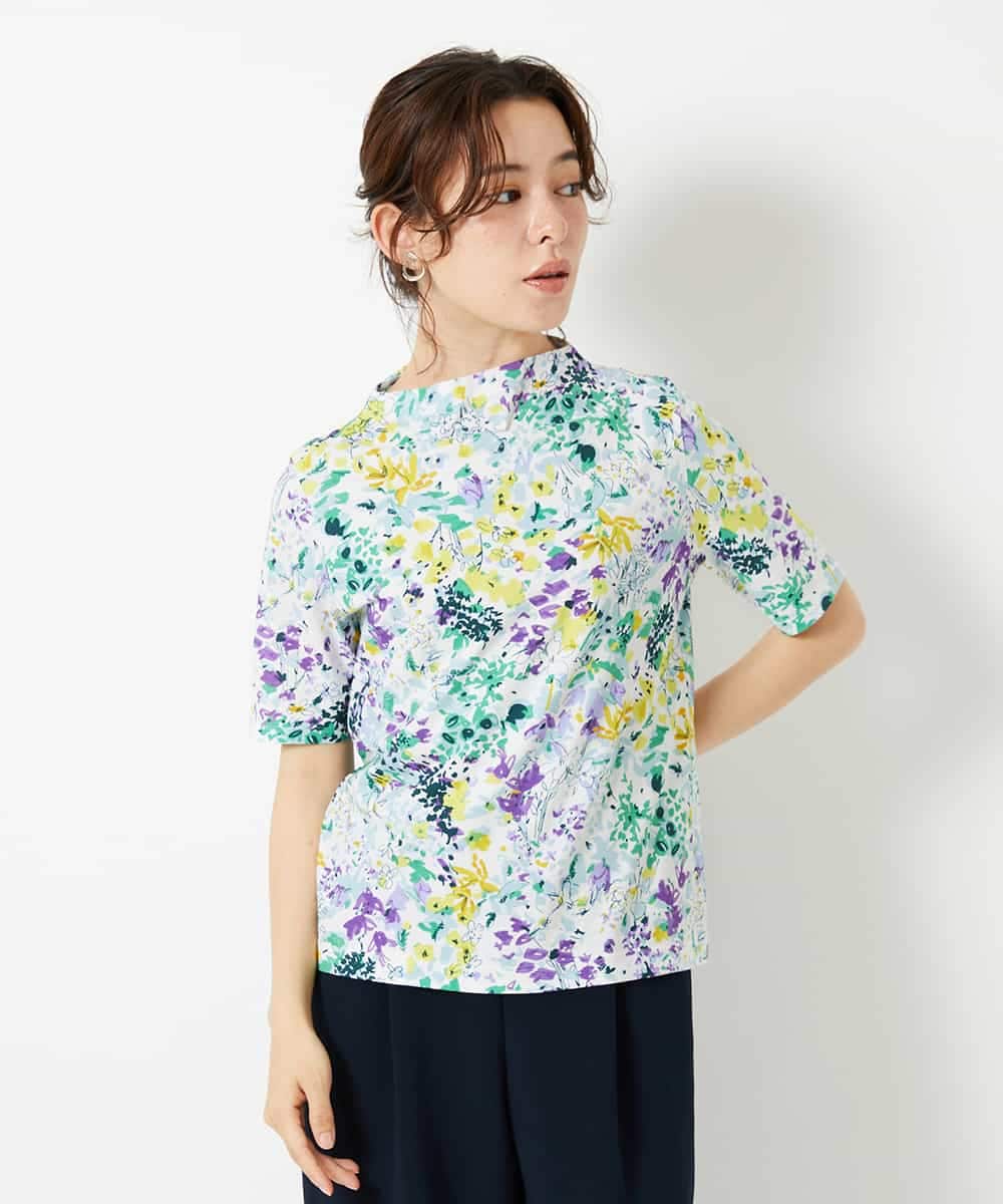 NHKGF96150 GIANNI LO GIUDICE(小さいサイズ)(メゾン ドゥ サンク) 水彩フラワープリントTシャツ ラベンダー