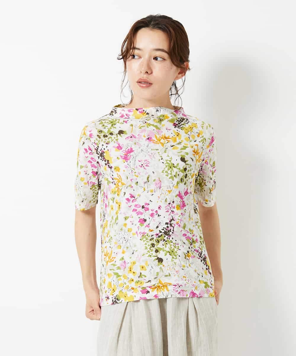 NHKGF96150 GIANNI LO GIUDICE(小さいサイズ)(メゾン ドゥ サンク) 水彩フラワープリントTシャツ ラベンダー