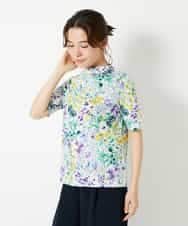 NHKGF96150 GIANNI LO GIUDICE(小さいサイズ)(メゾン ドゥ サンク) 水彩フラワープリントTシャツ ラベンダー