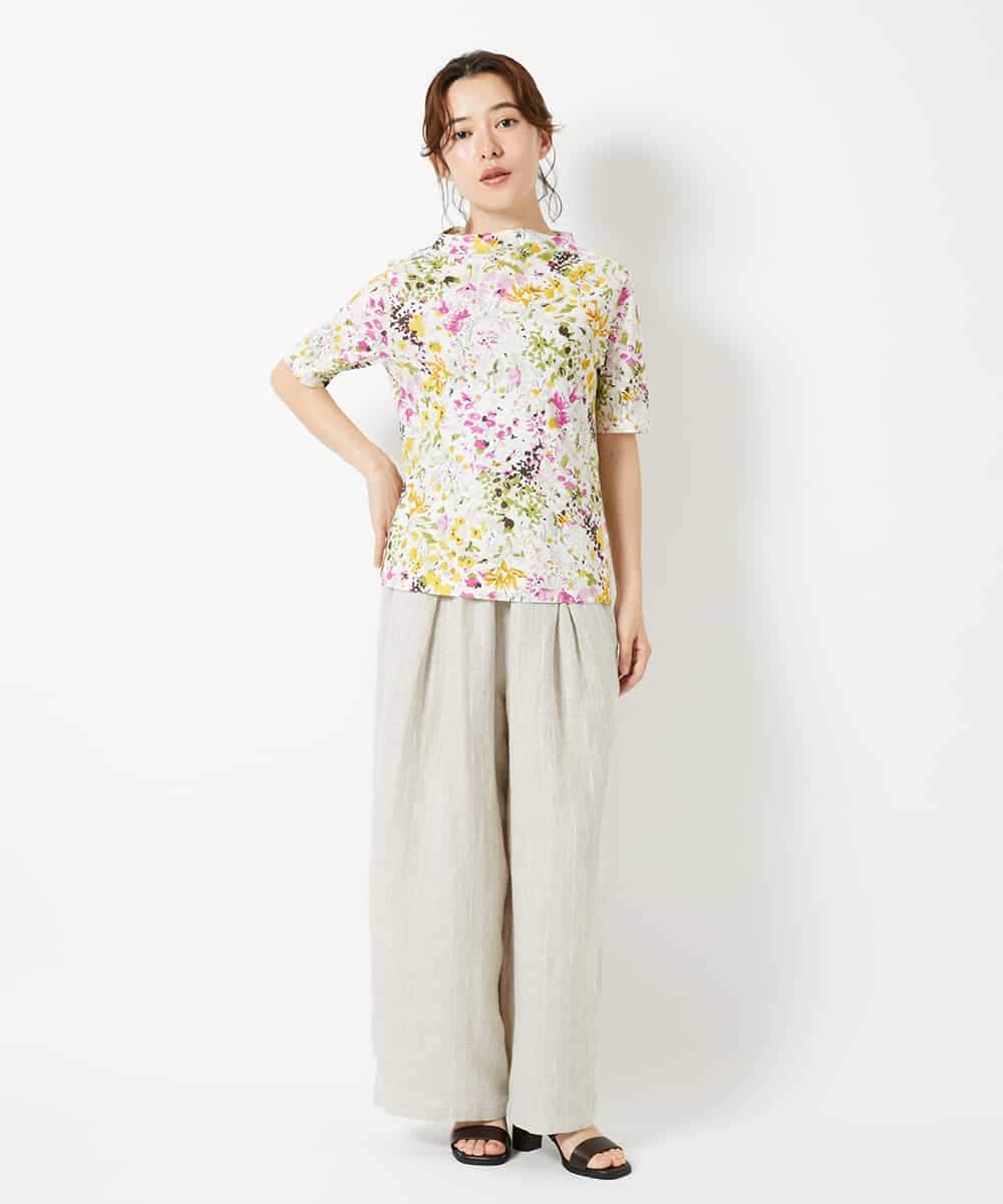 NHKGF96150 GIANNI LO GIUDICE(小さいサイズ)(メゾン ドゥ サンク) 水彩フラワープリントTシャツ ラベンダー