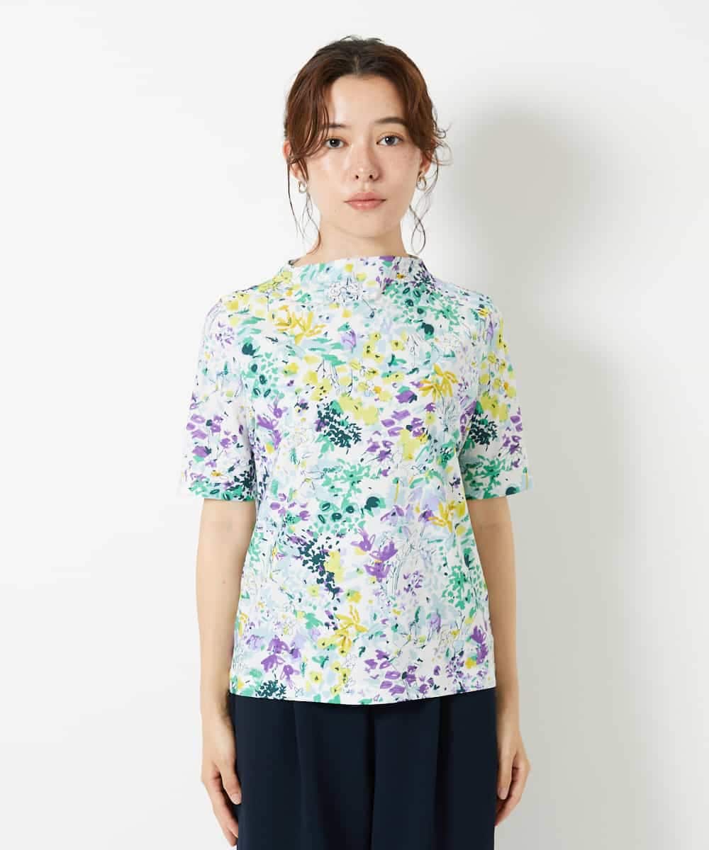 NHKGF96150 GIANNI LO GIUDICE(小さいサイズ)(メゾン ドゥ サンク) 水彩フラワープリントTシャツ ラベンダー
