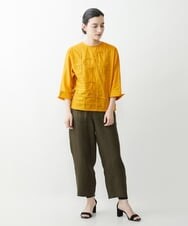 NHKGQ33240 GIANNI LO GIUDICE(小さいサイズ)(メゾン ドゥ サンク) テープ刺繍幾何柄デザイントップス ブルーグリーン