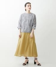 NHKGQ33240 GIANNI LO GIUDICE(小さいサイズ)(メゾン ドゥ サンク) テープ刺繍幾何柄デザイントップス ブルーグリーン