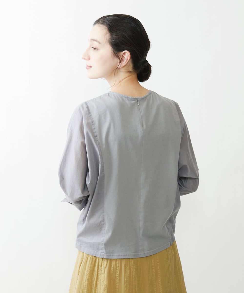 NHKGQ33240 GIANNI LO GIUDICE(小さいサイズ)(メゾン ドゥ サンク) テープ刺繍幾何柄デザイントップス ブルーグリーン