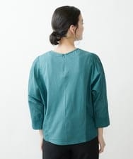 NHKGQ33240 GIANNI LO GIUDICE(小さいサイズ)(メゾン ドゥ サンク) テープ刺繍幾何柄デザイントップス ブルーグリーン