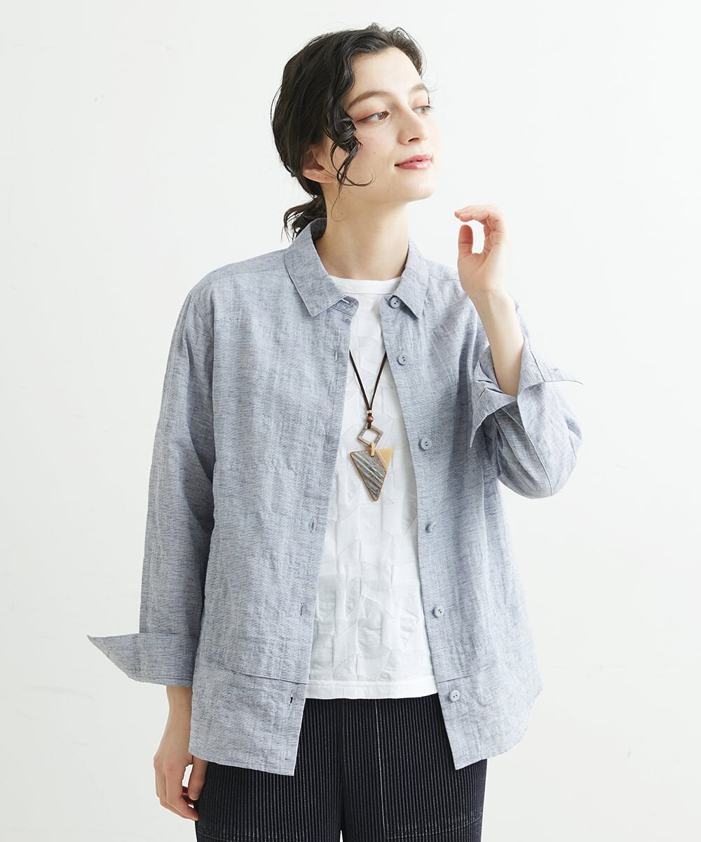 NHKGS31130 GIANNI LO GIUDICE(小さいサイズ)(メゾン ドゥ サンク) [洗える・日本製]イレギュラーブロックジャガードプルオーバー ホワイト