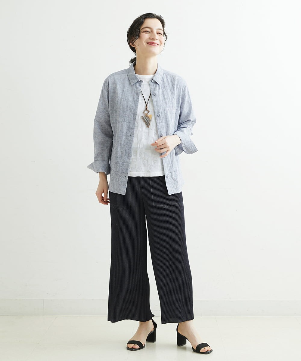 NHKGS31130 GIANNI LO GIUDICE(小さいサイズ)(メゾン ドゥ サンク) [洗える・日本製]イレギュラーブロックジャガードプルオーバー ホワイト