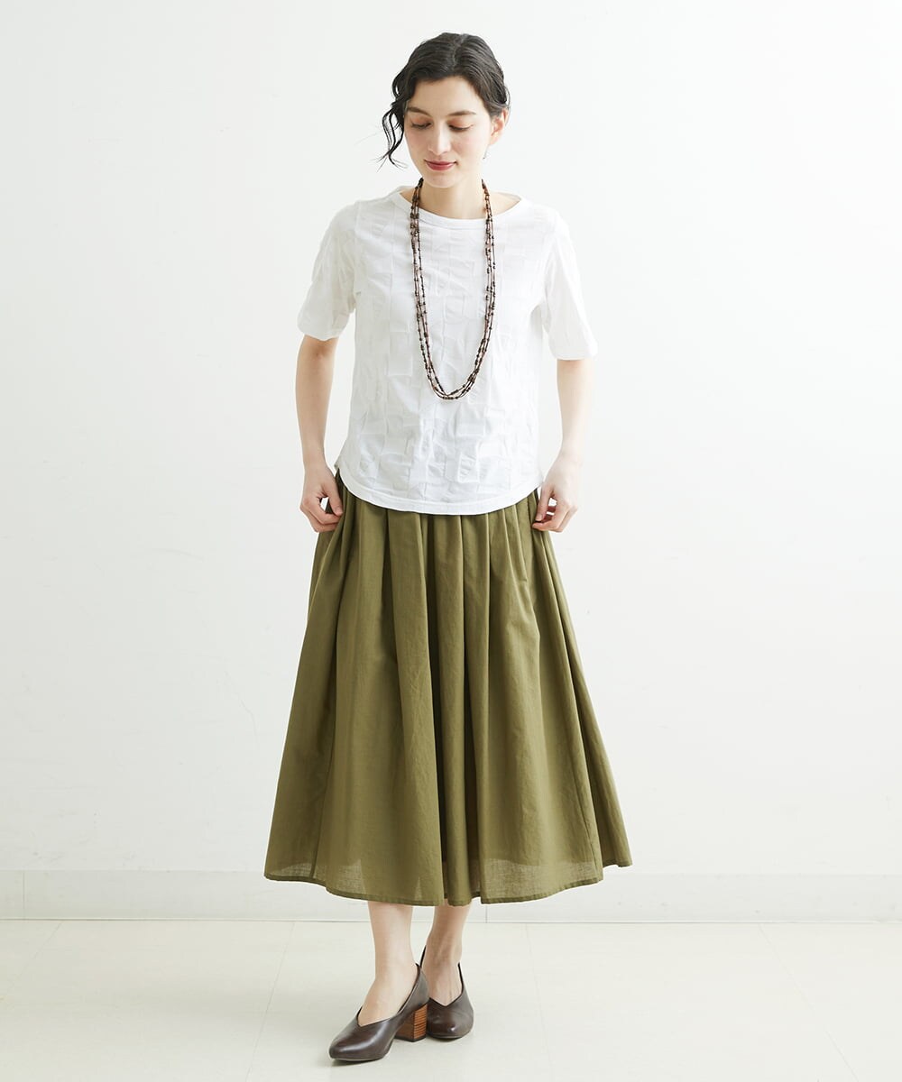 NHKGS31130 GIANNI LO GIUDICE(小さいサイズ)(メゾン ドゥ サンク) [洗える・日本製]イレギュラーブロックジャガードプルオーバー ホワイト
