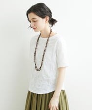 NHKGS31130 GIANNI LO GIUDICE(小さいサイズ)(メゾン ドゥ サンク) [洗える・日本製]イレギュラーブロックジャガードプルオーバー ホワイト