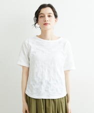 NHKGS31130 GIANNI LO GIUDICE(小さいサイズ)(メゾン ドゥ サンク) [洗える・日本製]イレギュラーブロックジャガードプルオーバー ホワイト