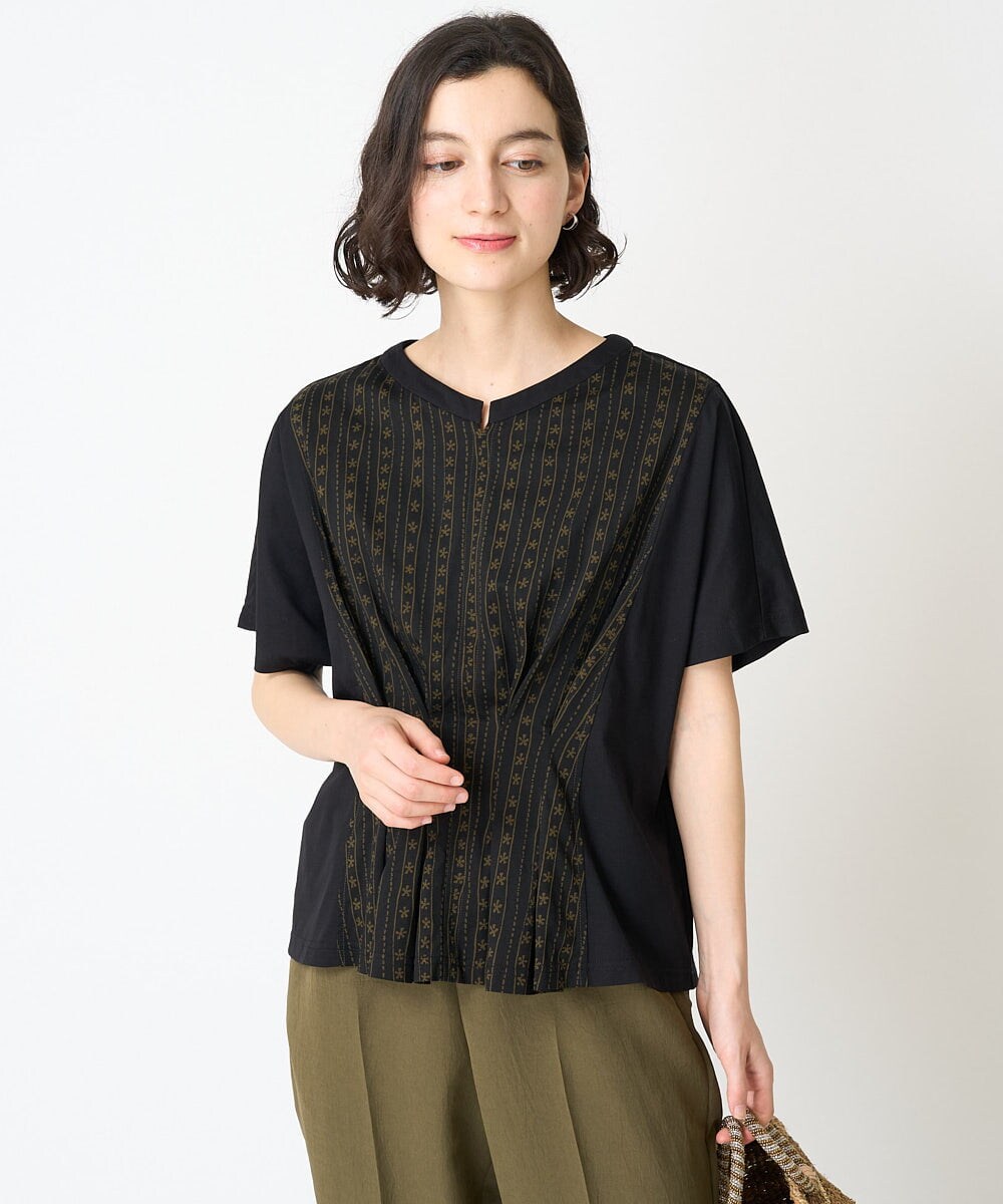 NHKGV50260 GIANNI LO GIUDICE(小さいサイズ)(メゾン ドゥ サンク) [セットアップ対応]ハイゲージ天竺プリントカットソー ブラック系