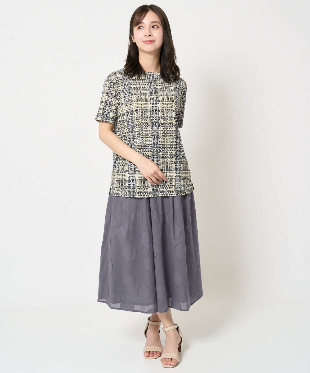 NHKHA01170 GIANNI LO GIUDICE(小さいサイズ)(メゾン ドゥ サンク) [接触冷感]ジオメトリックプリントカットソー オレンジ系